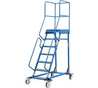 Escalera rodante con tarima eurokraft pro, piezas insertadas en los peldaños de aluminio