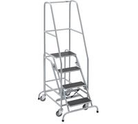 Escalera rodante con tarima eurokraft pro, piezas insertadas en los peldaños de contrachapado antideslizante