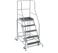 Escalera rodante con tarima eurokraft pro, piezas insertadas en los peldaños de contrachapado antideslizante