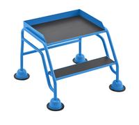 Escalera rodante con tarima eurokraft pro, plataforma y peldaños de contrachapado antideslizante