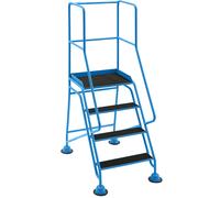 Escalera rodante con tarima eurokraft pro, plataforma y peldaños de goma acanalada