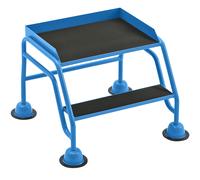 Escalera rodante con tarima eurokraft pro, plataforma y peldaños de goma acanalada