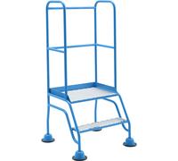 Escalera rodante con tarima eurokraft pro, plataforma y peldaños de rejilla rómbica