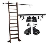 Escalera Rodante para Biblioteca, con De Riel Deslizante, Kit De Hardware De Acero Negro, para Librerías, Almacenes, Estanterías (16ft/500cm Track Kit)