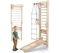 Escalera Sueca Gimnasio Infantil de Interior - Juego Montessori Gimnasio de Escalada - Parque Infantil de Madera de Interior Juguetes de Escalada para Niños de 2 a 12 años