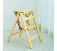Escalera-Taburete Taburete con escalón, Silla de Escalera Plegable Madera Maciza, for el hogar, pequeña Ascenso Interior multifunción Dos escalones(D)