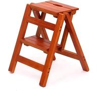 Escalera-Taburete Taburete con escalón, Silla de Escalera Plegable Madera Maciza, for el hogar, pequeña Ascenso Interior multifunción Dos escalones(A)