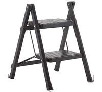 Escalera-Taburete Taburete de Doble propósito for el hogar al Aire Libre, Escalera Plegable 2 escalones, Dos, Banda Rodadura Antideslizante, Acero Seguridad(A)