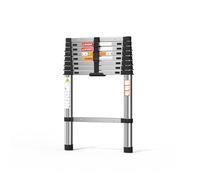 Escalera telescópica 2,6 m, Bloqueo automático, Ajuste de Altura Libre, Acero Inoxidable, Carga 150 kg, Ligera y Duradera