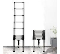 Escalera Telescópica 3.8M Escaleras Plegables de Acero Inoxidable Multifunción Escalera Extensible Portátil Loft Ladder para El hogar Diariamente Capacidad de 150kg/330lb