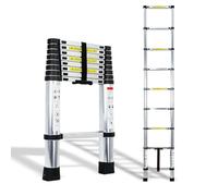 Escalera telescópica de 2,6 m de acero inoxidable, ligera y versátil para uso doméstico, portátil y fácil de guardar. Adecuado para trabajos en el techo y el uso al aire libre