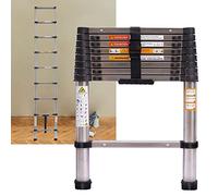 Escalera telescópica de 2,6 m, escalera plegable, acero inoxidable, escalera máx. 150 kg, de autocaravanas, jardinería, reparaciones de ramas y vallas, etc