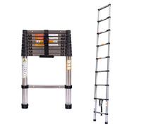 Escalera telescópica de 2,6 m, Plegable, Antideslizante, de Acero Inoxidable, Multiusos, para el hogar, Capacidad de Carga de 150 kg