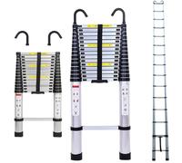Escalera telescópica de 20,34 pies de aluminio, escalera telescópica con 2 ganchos desmontables y patas antideslizantes, escalera plegable de 6,2 m