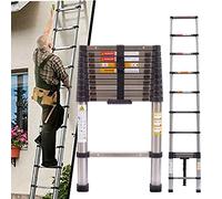Escalera telescópica de 3,2 M, Escalera telescópica de Acero, Escalera de Tijera de extensión, Escalera de Loft Multiusos, Capacidad de 330 Libras para RV, Escalera Plegable para el hogar, 10,5 pies