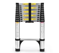 Escalera telescópica de 3.2 Metros con pies Antideslizantes, Escalera Plegable de Aluminio Ligero para altillos, Casas rodantes, Exteriores e Interiores, Capacidad de Carga de 150kg.Argentato