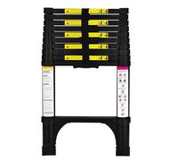 Escalera telescópica de 3.2 Metros con pies Antideslizantes, Escalera Plegable de Aluminio Ligero para altillos, Casas rodantes, Exteriores e Interiores, Capacidad de Carga de 150kg.Negro