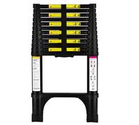 Escalera telescópica de 3.8 Metros con pies Antideslizantes, Escalera Plegable de Aluminio Ligero para altillos, Casas rodantes, Exteriores e Interiores, Capacidad de Carga de 150kg.Negro