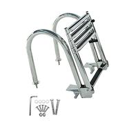 Escalera telescópica de 4 escalones para alberca, barco marino, entrada trasera, escalera pontón con pasamanos y peldaños anchos, acero inoxidable resistente