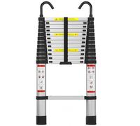 Escalera telescópica de 5 Metros con 2 Ganchos Desmontables y Patas Antideslizantes, de Metal