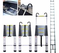 Escalera Telescópica de 6.2M/20.3 FT, Escaleras Extensibles Multifunción Portátil con 2 Ganchos Desmontables, Escalera Compacta Plegable de Aluminio, Capacidad de 330 LB