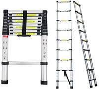 Escalera telescópica de 8 m/ 7 m/ 6,2 m/ 5 m/ 4,2 m/ 3,8 m/ 2,6 m, escalera extensible de aluminio, escalera telescópica resistente para ático en la azotea, hogar al aire libre, carga 150 kg Intere