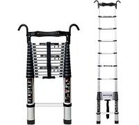 Escalera telescópica de 8 m/7 m/6 m/5 m/4 m/3 m/2 m/1 m con gancho desmontable Escaleras de extensión telescópicas de aluminio para vehículos recreativos/tienda de campaña en la azotea/ático/cargas