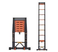 Escalera telescópica de 9 pies, escalera de extensión resistente para el hogar y el trabajo al aire libre, plegable, escalones extra anchos, capacidad de carga 440 libras