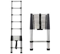 Escalera telescópica de Acero Inoxidable, 3.8M/12.5FT Escaleras Plegables, Multifunción Escalera Extensible para Limpiar Canalones, Decorar, Pintar Paredes, Capacidad de 300 Libras