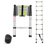 Escalera Telescópica de Aluminio 2,6m/8,5 pies, Escaleras Plegables Portátiles, Escalera Multiusos Loft Ladder para Bricolaje Doméstico, Capacidad de 330 libras/150 kg