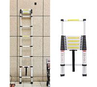 Escalera telescópica de Aluminio 3.2 m, 11 Peldaños, Plegable, Extensible, Fácil de Transportar, para Constructores de Bricolaje, Interiores y Exteriores