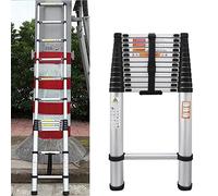 Escalera telescópica de aluminio, 4,4 m, resistente, extensible, fácil de almacenar, capacidad de carga de 150 kg, EN131