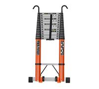 Escalera telescópica de aluminio con ganchos - Escalera portátil antideslizante para exterior - Escalera plegable más larga con ruedas móviles 5 a 8 m (altura 8 m)