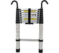 Escalera telescópica de aluminio de 2,6 m, 3,8 m, 5 m, 6,2 m, escalera plegable resistente con ganchos para tiendas de campaña, escalera de extensión ajustable portátil para el hogar camping y
