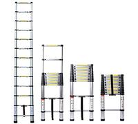 Escalera telescópica de Aluminio de 3,2 m, Escalera telescópica Extensible portátil Plegable, Escalera de extensión EN131