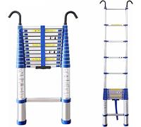 Escalera telescópica de aluminio de 5 m con gancho extensible de 150 kg de capacidad, ideal para uso en el hogar, loft al aire libre, ligera, duradera y fácil de almacenar