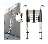 Escalera telescópica de aluminio de 6 m, 5 m, 4 m, 2 m, 1 m con 2 ganchos, escalera plegable para uso doméstico, capacidad de 330 libras, escalera de techo extensible ligera y