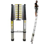 Escalera telescópica de aluminio extensible de 8 m para uso en interiores y exteriores, ligera, compacta, multiposición, plegable para un fácil almacenamiento