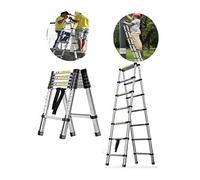 Escalera telescópica de aluminio plegable con marco en A, escalera de extensión multiusos para uso doméstico y RV, escalera plegable portátil 2 en 1, diseño y ligera