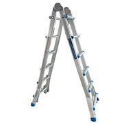 Escalera telescópica de aluminio profesional 4 x 6, multifunción, plegable