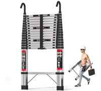 Escalera telescópica de Espesor 5m con Gancho extraíble, Escalera telescópica y Plegable de Acero Inoxidable de 16,5 pies, más Resistente Que la Escalera de Aluminio