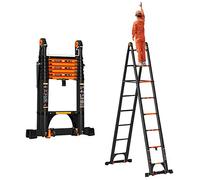 Escalera telescópica, escalera plegable extensible de aluminio, diseño telescópico multiusos, fácil de transportar para remolque de viaje, capacidad de carga de 330 libras
