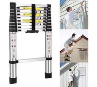 Escalera telescópica extensible de 2,6 m de altura, 150 kg, capacidad de carga, escalera telescópica de acero inoxidable EN131 Safe Standard 330 LB, capacidad de carga