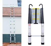 Escalera Telescópica Extensible de 6,2 m - Aluminio, 15 Escalones, 2 Ganchos, Multiuso Extensible Resistente, Capacidad de Carga 150 kg, EN131