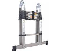 Escalera telescópica gruesa extensible de acero inoxidable con marco en A, más resistente y duradera que la escalera de aluminio de 3,8 m