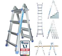 Escalera telescópica multiuso de aluminio 4/7/14 de 14 peldaños, escalera doble