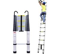 Escalera telescópica Multiusos de 8 m a 2,6 m, Plegable, de Aluminio, Ligera y Estable, Ideal para el hogar, la Oficina y el Exterior. Fácil Almacenamiento y Transporte.