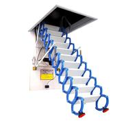 Escalera telescópica para ático, totalmente automática, eléctrica, aleación de magnesio, aleación de magnesio, rodamiento de elevación de 1100 libras (azul, 80 x 90 cm)