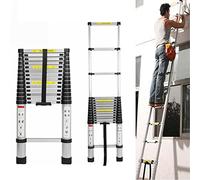 Escalera telescópica plegable 5 m, escalera telescópica de aluminio,interruptor de seguridad multinivel,plegable extensible única recta escalera versátil 16 pellets,carga 150 kg