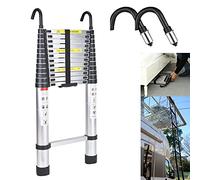 Escalera telescópica Plegable Aluminio de 5 m con 2 Ganchos, Portátil Escalera multifunción, Escalera de Transporte Multifunción, Escalera Extensible, 13 Niveles, Capacidad de Carga 150 kg/330lbs